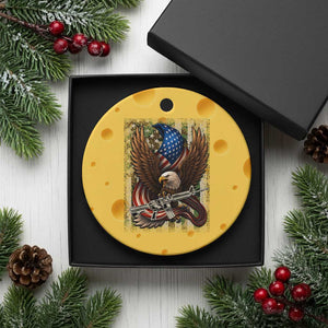Patriotic Armed Eagle with Camo Flag Ceramic Ornament Military Patriotic USA Defense TS02 1pc Yellow Cheese Print Your Wear