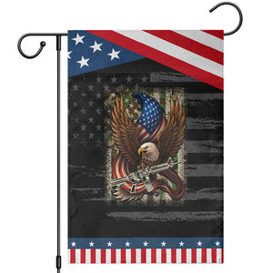 Patriotic Armed Eagle with Camo Flag Garden Flag Military Patriotic USA Defense TS02 Distressed Black Blue Print Your Wear