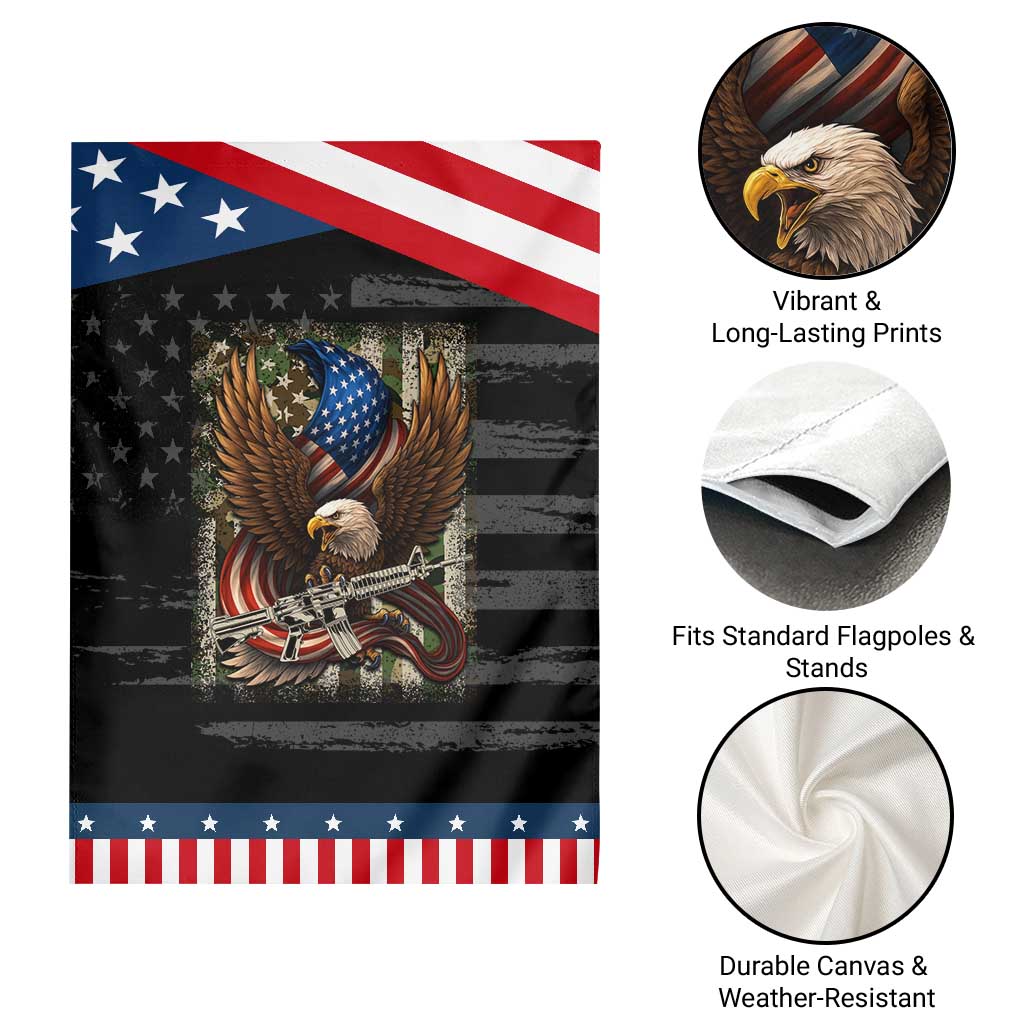 Patriotic Armed Eagle with Camo Flag Garden Flag Military Patriotic USA Defense TS02 Print Your Wear