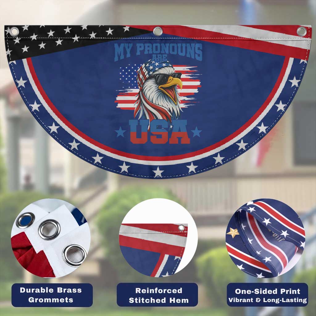 My Pronouns Are USA Patriotic Fan Flag Bold Eagle with American Flag Bandana Mullet