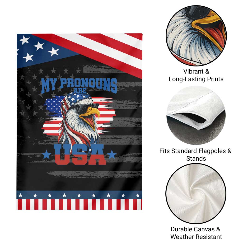 My Pronouns Are USA Garden Flag Bold Patriotic Eagle with American Flag Bandana Mullet TS02 Print Your Wear