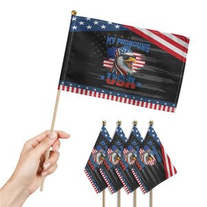 My Pronouns Are USA Patriotic Handheld Flag Bold Patriotic Eagle with American Flag Bandana Mullet TS02 Print Your Wear