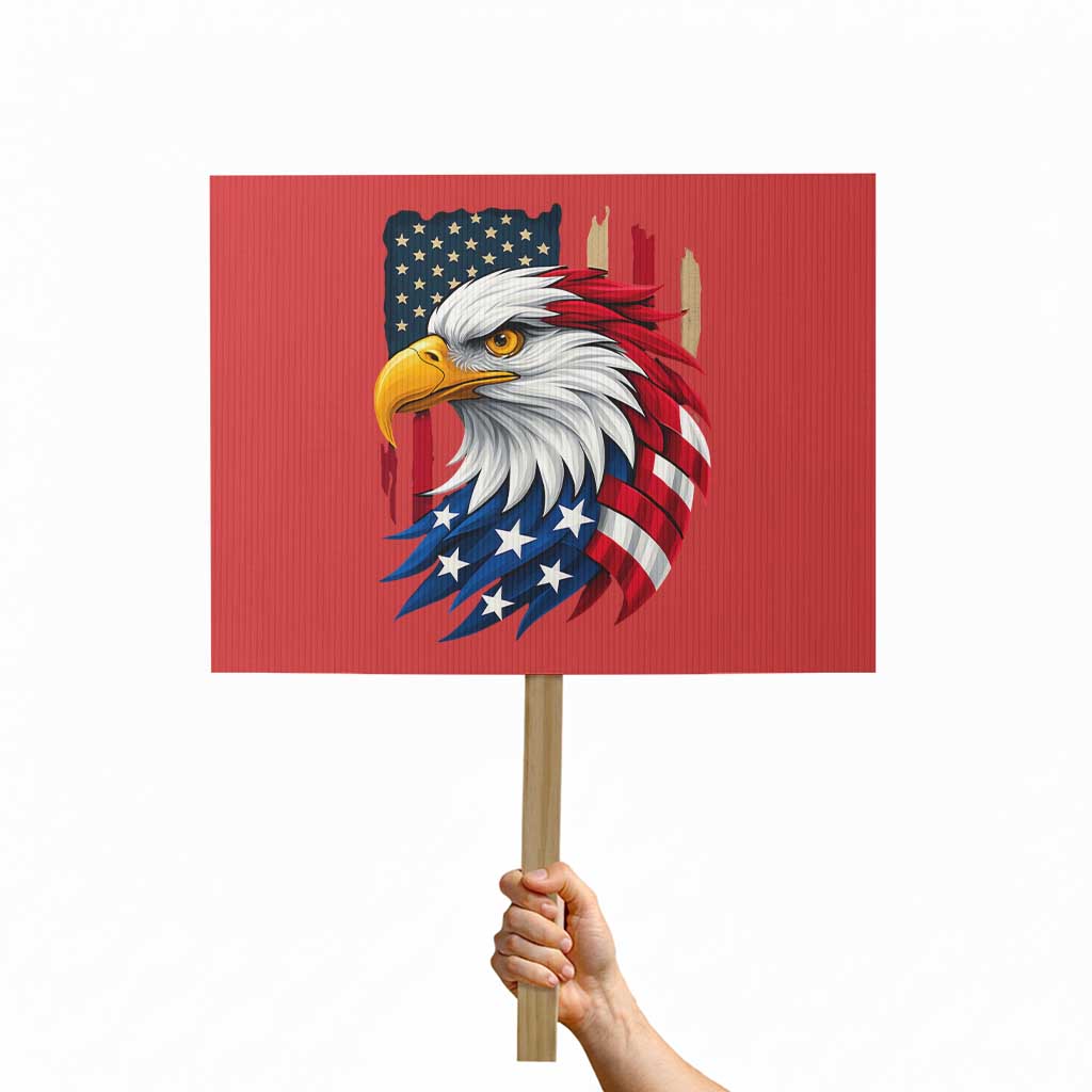 Fierce American Eagle Protest Sign Bold Patriotic 4th of July USA Freedom TS02 Horizontal 18" × 24" Red Print Your Wear