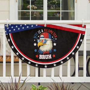 WTF Is A Kilometer Bruh Patriotic Fan Flag Funny American Bald Eagle