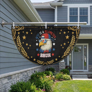WTF Is A Kilometer Bruh Patriotic Fan Flag Funny American Bald Eagle