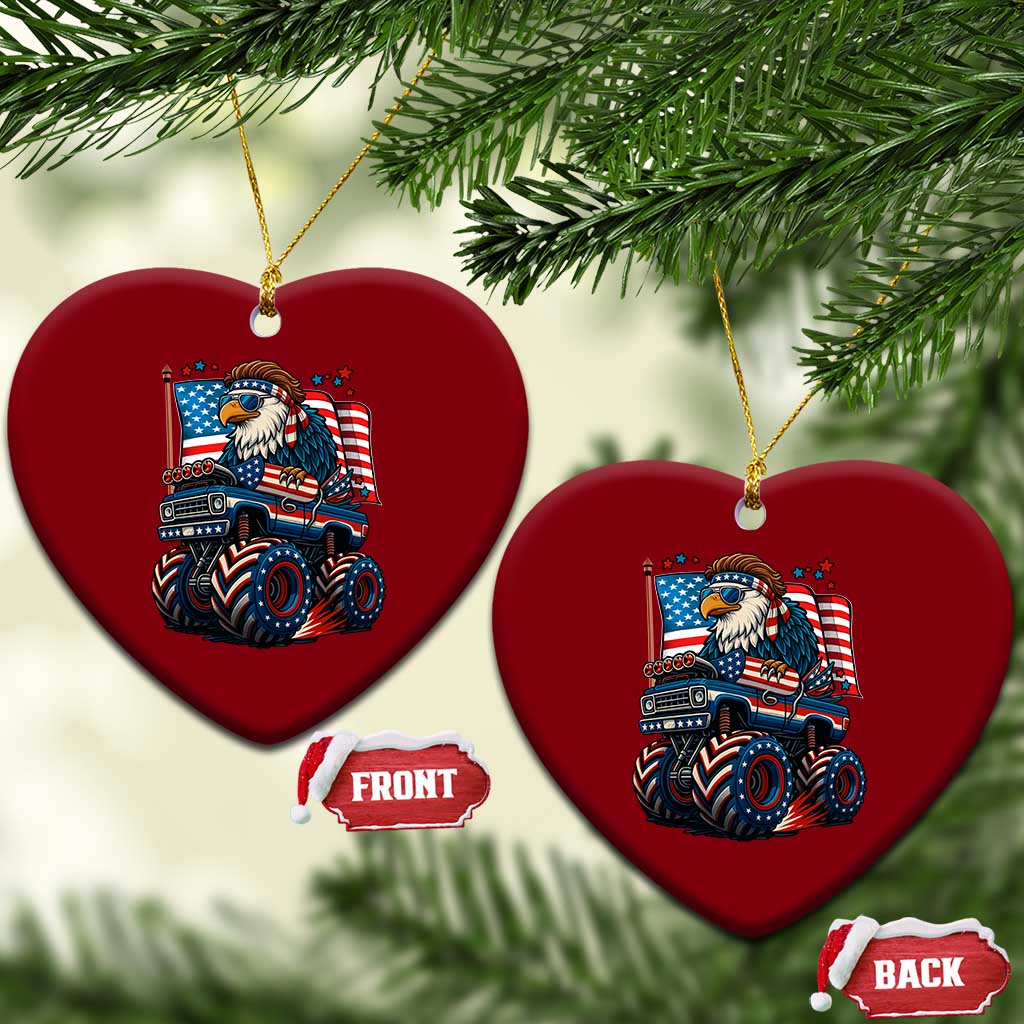 Patriotic Eagle Driving Monster Truck Ceramic Ornament 4th of July USA Flag Freedom TS02 Print Your Wear