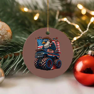 Patriotic Eagle Driving Monster Truck Ceramic Ornament 4th of July USA Flag Freedom TS02 1pc Mocha Print Your Wear