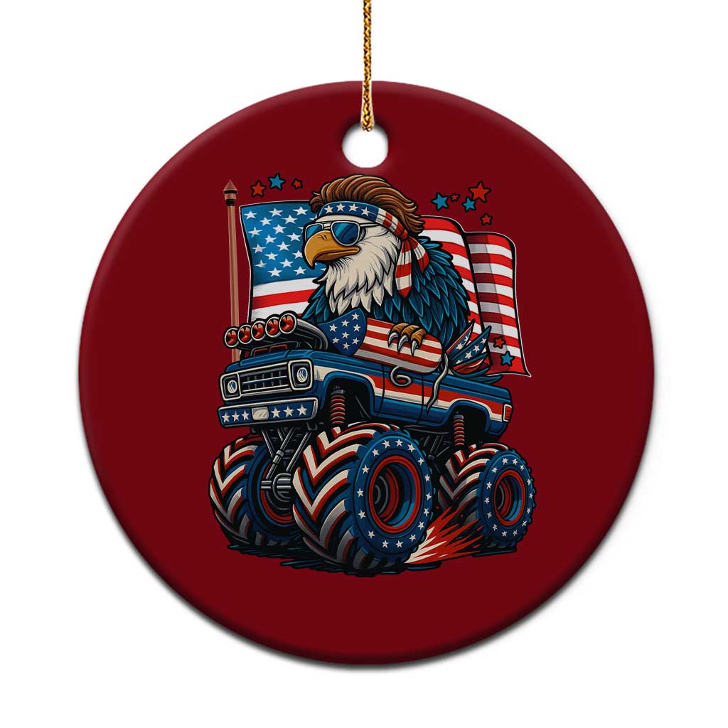 Patriotic Eagle Driving Monster Truck Ceramic Ornament 4th of July USA Flag Freedom TS02 1pc Red Print Your Wear