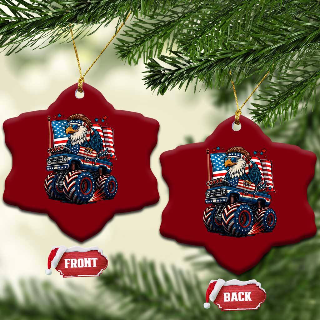 Patriotic Eagle Driving Monster Truck Ceramic Ornament 4th of July USA Flag Freedom TS02 Print Your Wear