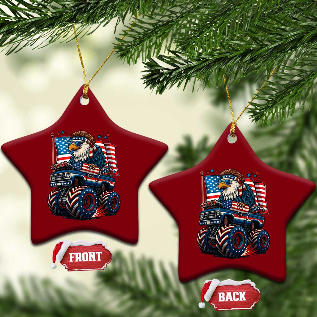 Patriotic Eagle Driving Monster Truck Ceramic Ornament 4th of July USA Flag Freedom TS02 Print Your Wear