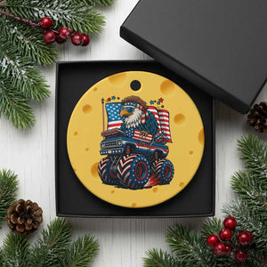 Patriotic Eagle Driving Monster Truck Ceramic Ornament 4th of July USA Flag Freedom TS02 1pc Yellow Cheese Print Your Wear