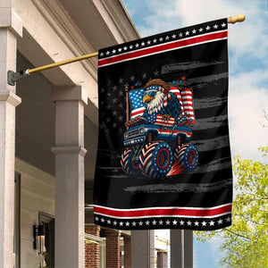 Patriotic Eagle Driving Monster Truck Garden Flag 4th of July USA Flag Freedom TS02 Distressed Black Red Print Your Wear