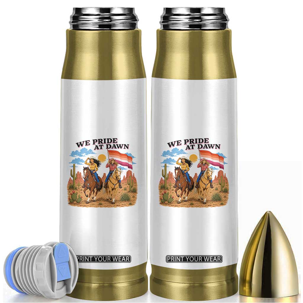 We Pride at Dawn Lesbian Cowgirl Bullet Tumbler Country Western Retro Graphic Pride Month TS02 White Print Your Wear
