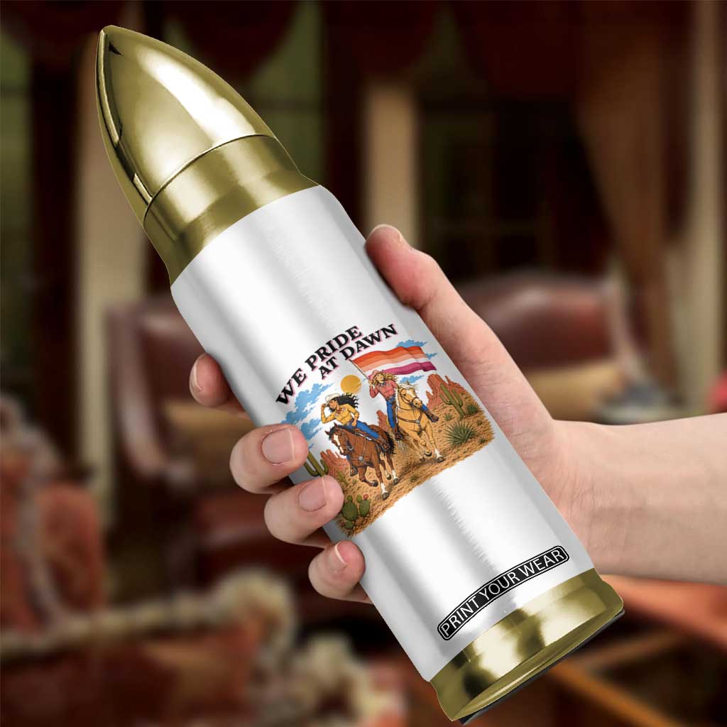 We Pride at Dawn Lesbian Cowgirl Bullet Tumbler Country Western Retro Graphic Pride Month