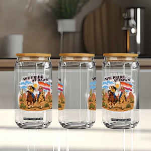 We Pride at Dawn Lesbian Cowgirl Glass Can Country Western Retro Graphic Pride Month
