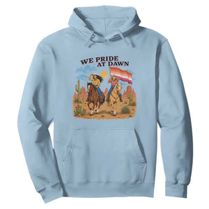 We Pride at Dawn Lesbian Cowgirl Hoodie Country Western Retro Graphic Pride Month