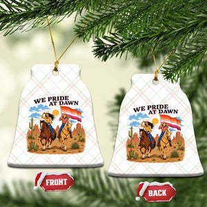 We Pride at Dawn Lesbian Cowgirl Ceramic Ornament Country Western Retro Graphic Pride Month