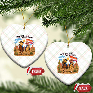 We Pride at Dawn Lesbian Cowgirl Ceramic Ornament Country Western Retro Graphic Pride Month