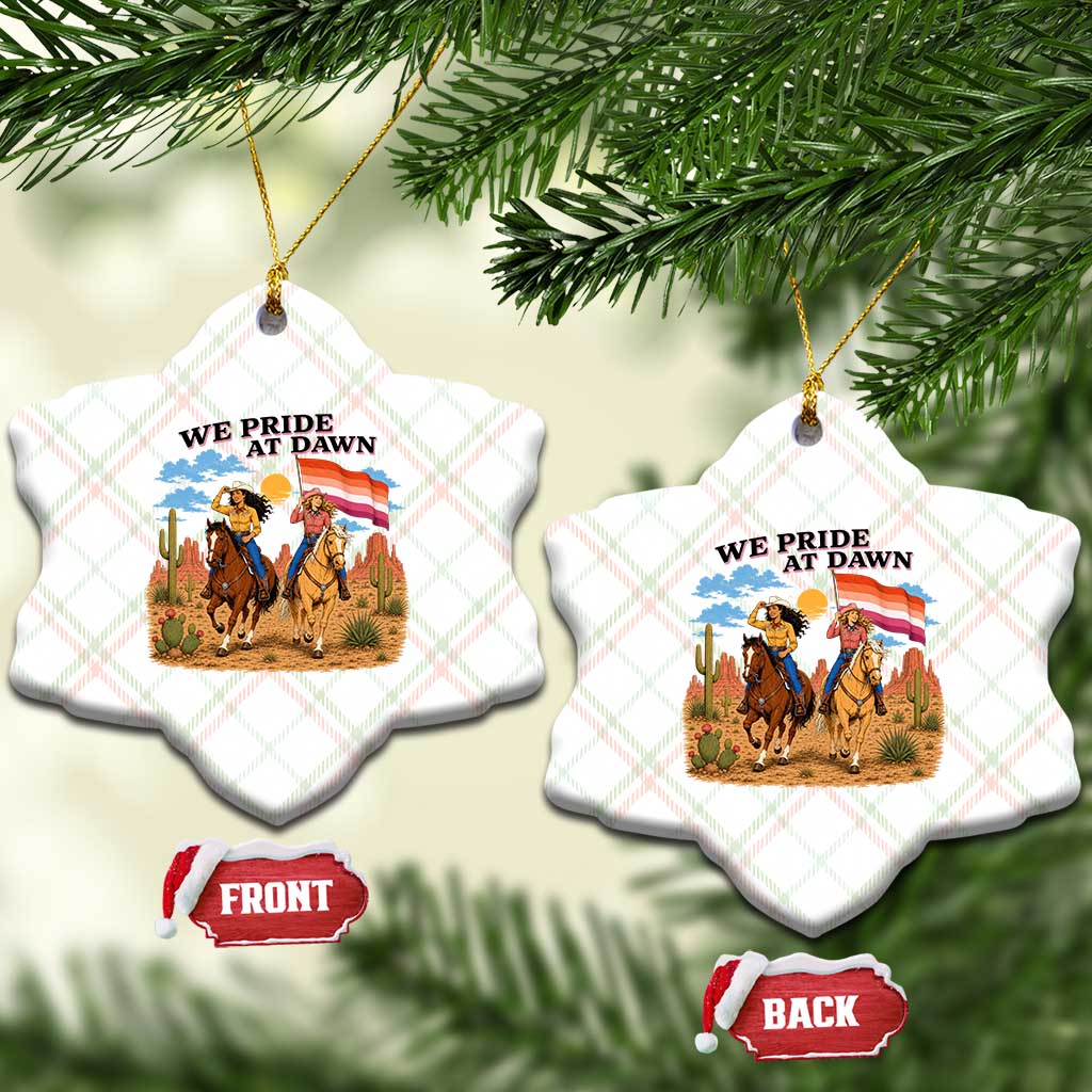 We Pride at Dawn Lesbian Cowgirl Ceramic Ornament Country Western Retro Graphic Pride Month