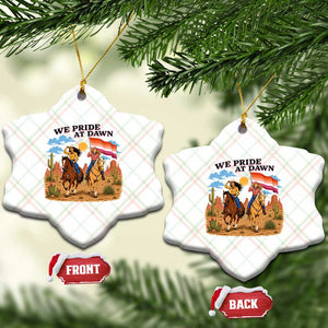 We Pride at Dawn Lesbian Cowgirl Ceramic Ornament Country Western Retro Graphic Pride Month