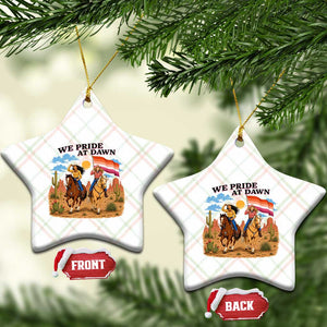 We Pride at Dawn Lesbian Cowgirl Ceramic Ornament Country Western Retro Graphic Pride Month