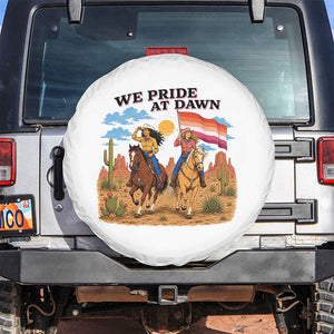 We Pride at Dawn Lesbian Cowgirl Spare Tire Cover Country Western Retro Graphic Pride Month TS02 No hole White Print Your Wear