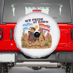 We Pride at Dawn Lesbian Cowgirl Spare Tire Cover Country Western Retro Graphic Pride Month TS02 White Print Your Wear