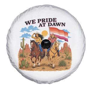 We Pride at Dawn Lesbian Cowgirl Spare Tire Cover Country Western Retro Graphic Pride Month TS02 Print Your Wear