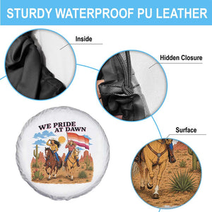 We Pride at Dawn Lesbian Cowgirl Spare Tire Cover Country Western Retro Graphic Pride Month TS02 Print Your Wear