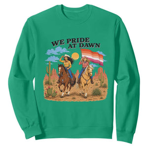 We Pride at Dawn Lesbian Cowgirl Sweatshirt Country Western Retro Graphic Pride Month