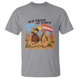 We Pride at Dawn Lesbian Cowgirl T Shirt Country Western Retro Graphic Pride Month