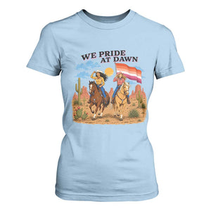 We Pride at Dawn Lesbian Cowgirl T Shirt For Women Country Western Retro Graphic Pride Month