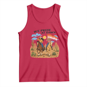 We Pride at Dawn Lesbian Cowgirl Tank Top Country Western Retro Graphic Pride Month