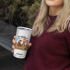 We Pride at Dawn Lesbian Cowgirl Tumbler Cup Country Western Retro Graphic Pride Month