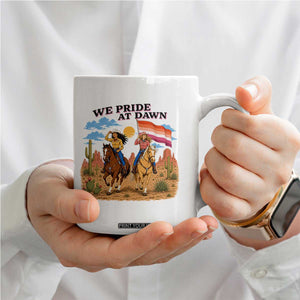 We Pride at Dawn Lesbian Cowgirl Coffee Mug Country Western Retro Graphic Pride Month