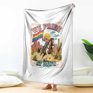 We Pride at Dawn Retro Rainbow Cowgirl Throw Blanket Pride Month Country Western Vibes