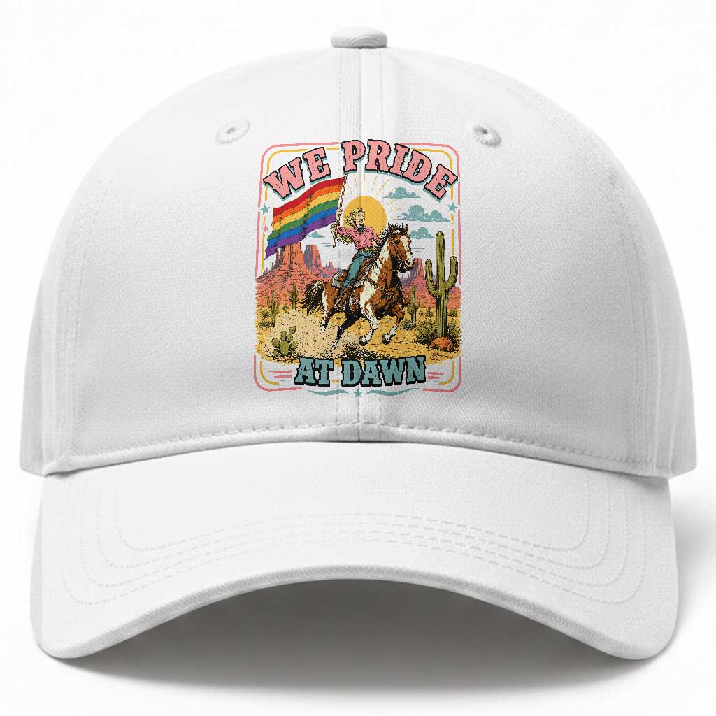We Pride at Dawn Retro Rainbow Cowgirl Baseball Cap Pride Month Country Western Vibes