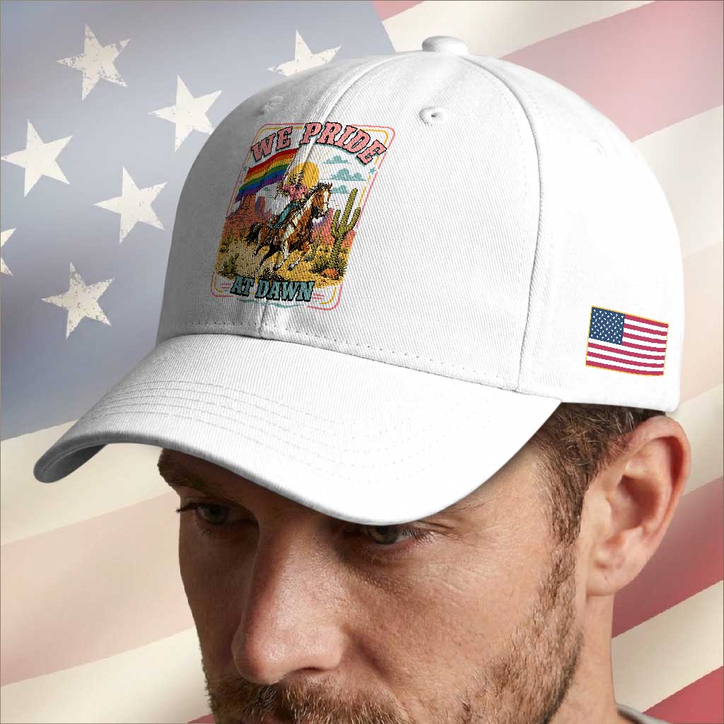 We Pride at Dawn Retro Rainbow Cowgirl Baseball Cap Pride Month Country Western Vibes