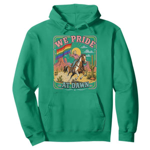 We Pride at Dawn Retro Rainbow Cowgirl Hoodie Pride Month Country Western Vibes