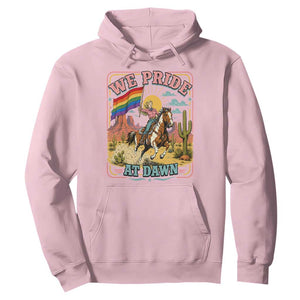 We Pride at Dawn Retro Rainbow Cowgirl Hoodie Pride Month Country Western Vibes
