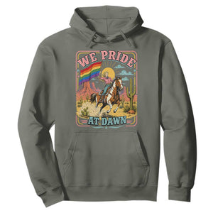 We Pride at Dawn Retro Rainbow Cowgirl Hoodie Pride Month Country Western Vibes