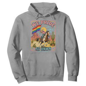 We Pride at Dawn Retro Rainbow Cowgirl Hoodie Pride Month Country Western Vibes