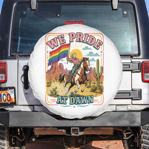 We Pride at Dawn Retro Rainbow Cowgirl Spare Tire Cover Pride Month Country Western Vibes