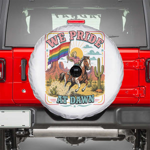 We Pride at Dawn Retro Rainbow Cowgirl Spare Tire Cover Pride Month Country Western Vibes