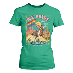 We Pride at Dawn Retro Rainbow Cowgirl T Shirt For Women Pride Month Country Western Vibes