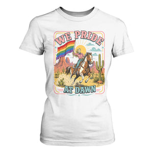 We Pride at Dawn Retro Rainbow Cowgirl T Shirt For Women Pride Month Country Western Vibes