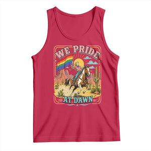 We Pride at Dawn Retro Rainbow Cowgirl Tank Top Pride Month Country Western Vibes