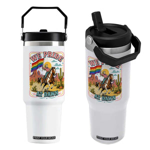 We Pride at Dawn Retro Rainbow Cowgirl Flip Straw Tumbler Pride Month Country Western Vibes