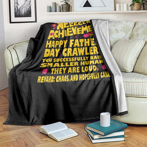 New Achievement Happy Fathers Day Crawler Throw Blanket Funny Gamer Dad LitRPG Gaming Milestone