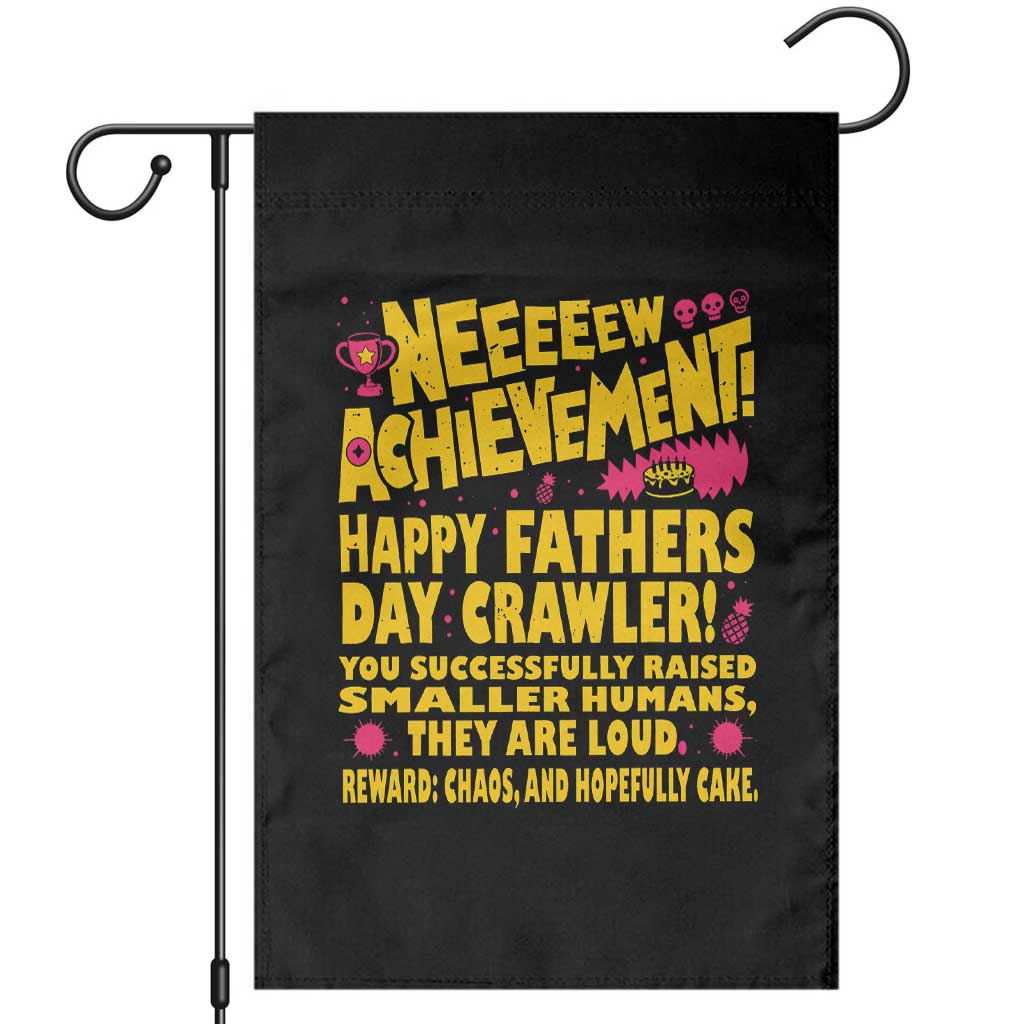 New Achievement Happy Fathers Day Crawler Garden Flag Funny Gamer Dad LitRPG Gaming Milestone